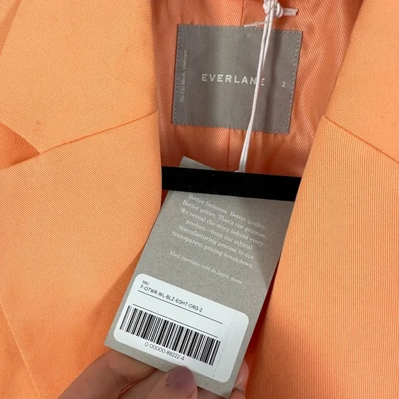 Everlane The 80s Blazer Jacket in Orange/Tangerine Organic Cotton Size 2